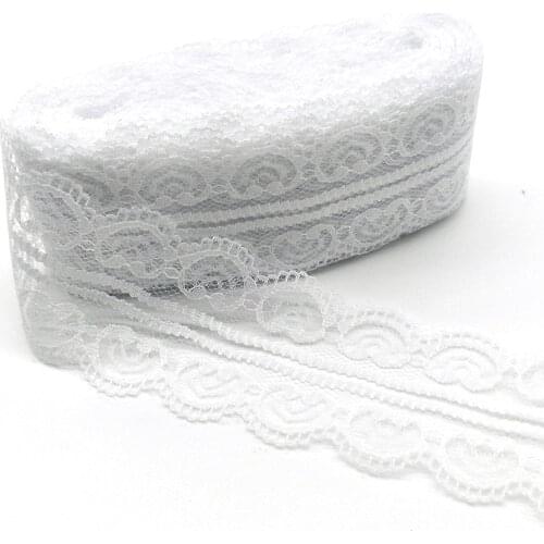 New 10 Yards White Lace Ribbon Tape Width 46MM Trim Fabric DIY Embroidered Net Cord For Sewing Decoration African Lace Fabric