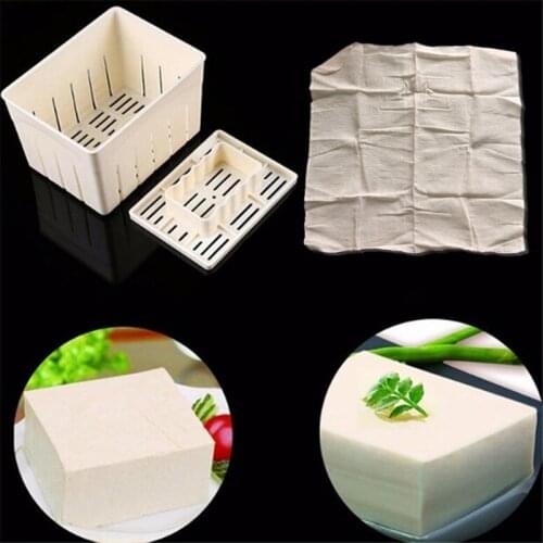 Plastic Tofu & Cheese Press Mold Maker Homemade Making Mold Cutter Box Case DIY Pressing Mould Kitchen Tool With A Cotton Gauze