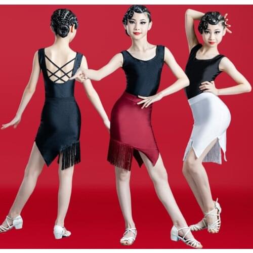 New Girls Latin Dance Dress Spring Summer Children Sleeveless Practice Competition Performance Clothing Ballroom Dancing Dress
