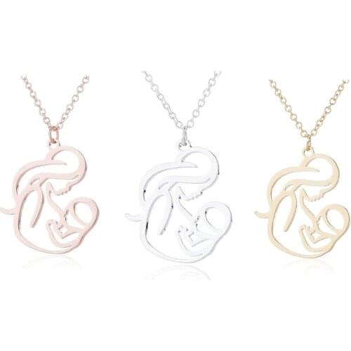 Gift For Mom Mother & Baby Breast Feeding Pendant Necklace For Women Chain Mothers Day Gifts Mommy Birthday Gifts For Mom
