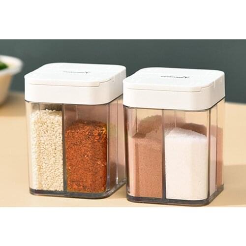 Seasoning Pot Household Four Grids Transparent Spice Jar Storage Box for Cumin Prickly Ash Condiment Jars Kitchen Supplies