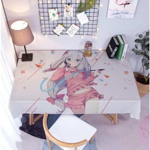 Anime Girl Pink Dining Tablecloth for Table Rectangle Waterproof Table Cloth Small Kitchen Coffee Nappe De Table Mantel Mesa