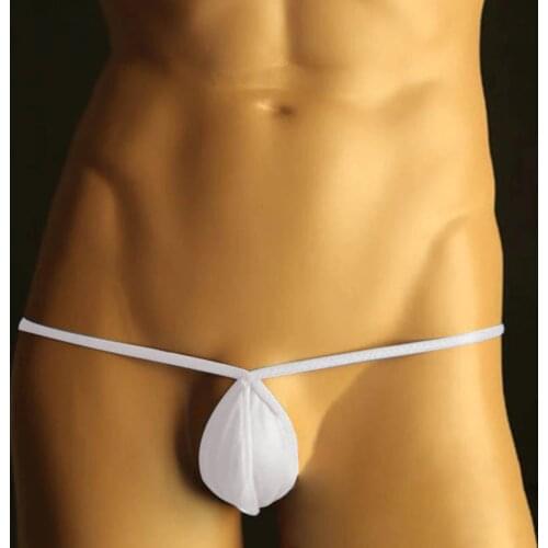 Mens Bulge Pouch Underwear Mini T-Back Micro G-String Thong See Through Briefs Panties White Red Black Blue Pink