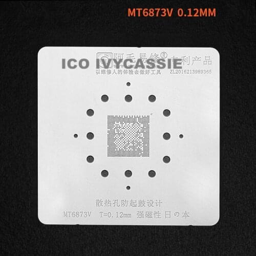 MT6873V BGA Stencil Reballing IC Pins Solder Tin Plant Net Amaoe Square Hole Heat Template Reworking Stencil 0.12mm Thickness