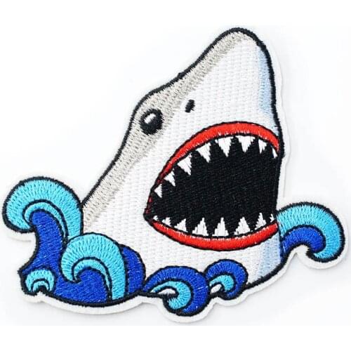 FISH Size:8.3x9.5cm Cloth Iron On Patch Badge Embroidered Badges Abstract Kids Patches For Clothes Stickers 0091