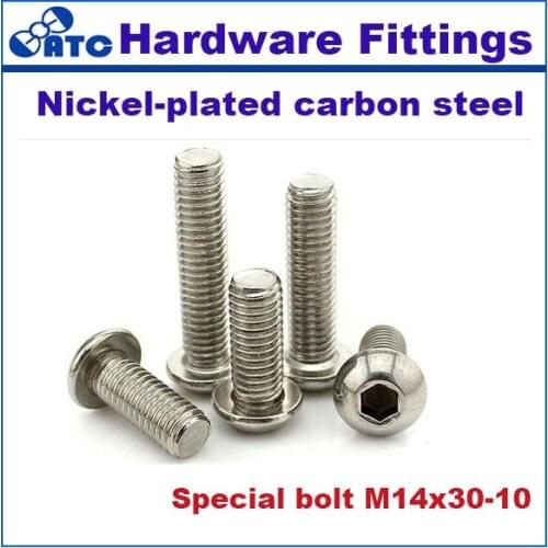 High quality standard 50pcs/lot half round head bolt Carbon Steel Nickel Plated for M14x30-10 Stainless steel SS304
