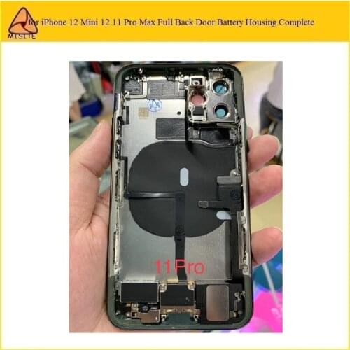 1Pc Full Housing Back Battery Door Assembly Complete for iPhone 11 Pro Back Glass Battery Cover Middle Frame Chassis with Flex