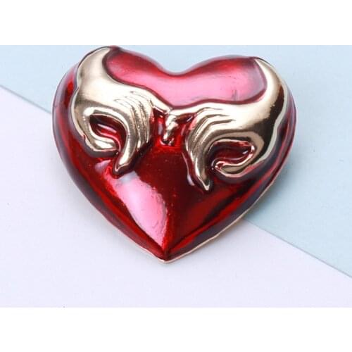 Wuli&baby Enamel Love Heart Brooches For Women Hands Party Casual Brooch Pin Gifts