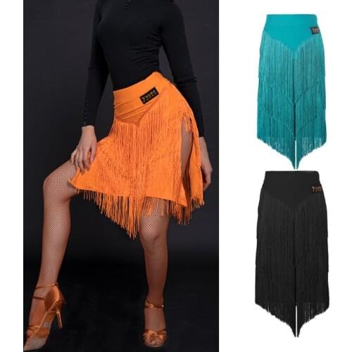 Latin Dance Fringe Skirts Women Exotic printing Adult Dance Clothes Samba Rumba Practice Performance Skirt Salsa Costume BL5926