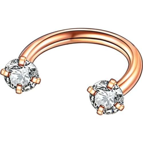 2019 New Arrival Rose Gold Stainless Steel Nose Ring For Women Men Crystal Nose Stud Body Piercing Fashion jewelry