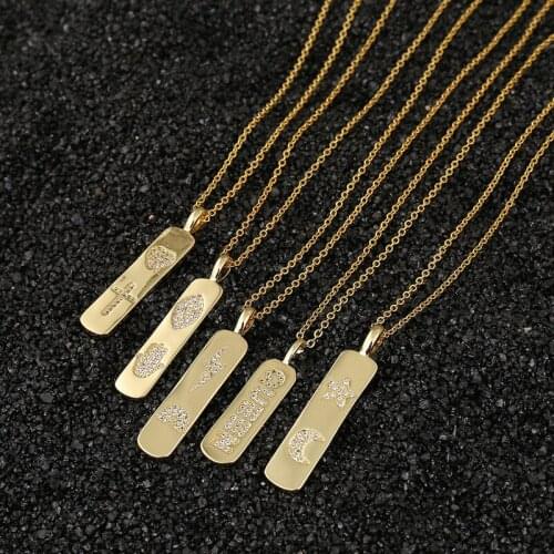 Minar Multi-Type Shiny Rhinestone Cartoon Pattern Letters Geometric Pendant Necklace for Women Ladies Fantisy Accessories