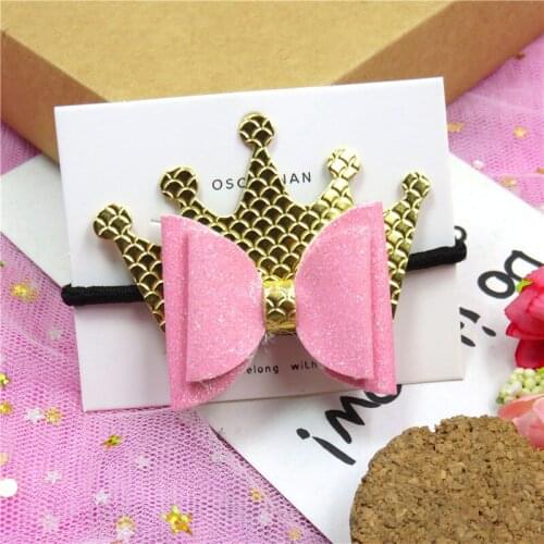 1PCS Lovely Crown Sequin Girls Elastic Hair Bands Bows Child Hair Tie Knot Creativity Handmade Hair Accessories For Kids 2020