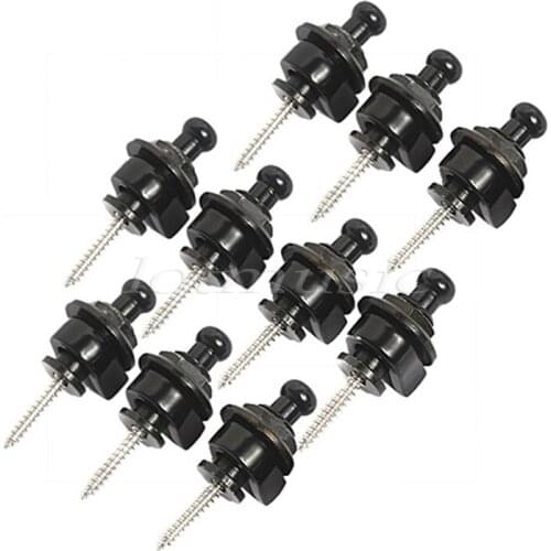 10Pcs Round Head Black Strap Locks Knobs for Electric Guitar Replacement Part