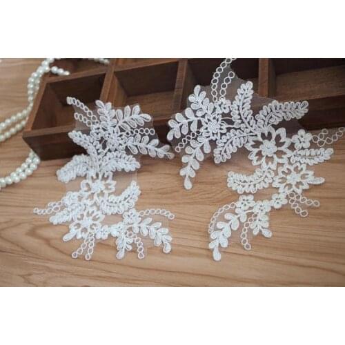 10 PCS Ivory Lace Applique With Retro Floral Elegant Bridal Lace Applique