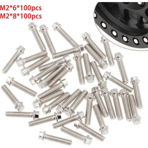 100pcs M2*6 M2*8 Stainless Steel Wheel Rim Hub Screws Set for 1/10 Simulation RC Car Model Accessories