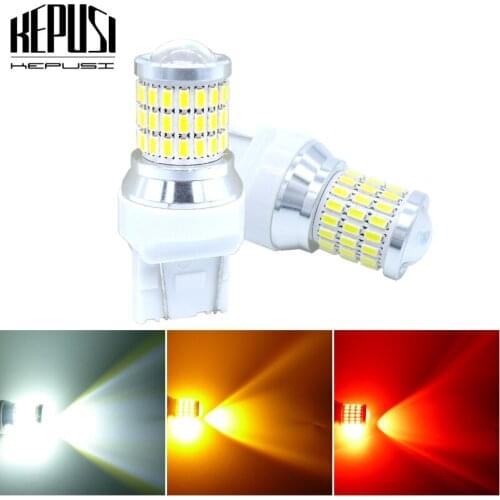 2PCS T20 7443 W21/5W LED Car Light Yellow Amber Turn Signal W21/5W Red Brake Lights White Parking Bulb Auto Fog Lamp DRL 12V 24V