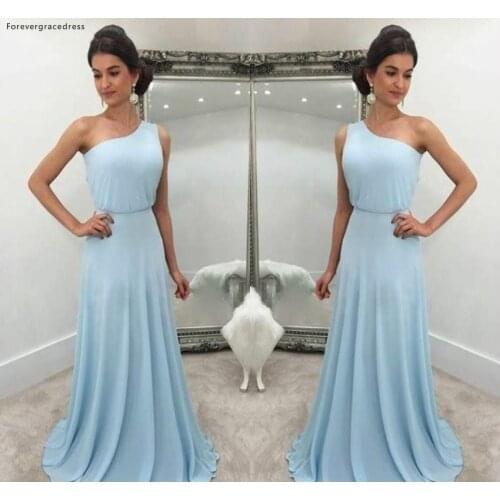 Chiffon Bridesmaid Dresses 2019 One Shoulder Summer Country Garden Wedding Party Guest Maid of Honor Gowns Plus Size Custom Made