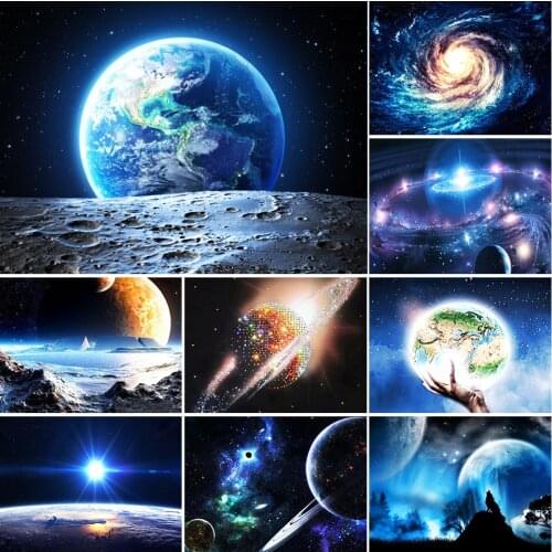 5D Diy Diamond Painting Cross Stitch Planet Spaceship Kit Full Drill Embroidery Mosaic Art Picture of Rhinestones Wall Decor