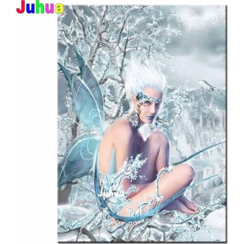 5D DIY Diamond Painting Full Diamond Embroidery Snow Fairy Girl Diamond Mosaic Paintings Rhinestones Portrait Handmade gift H211