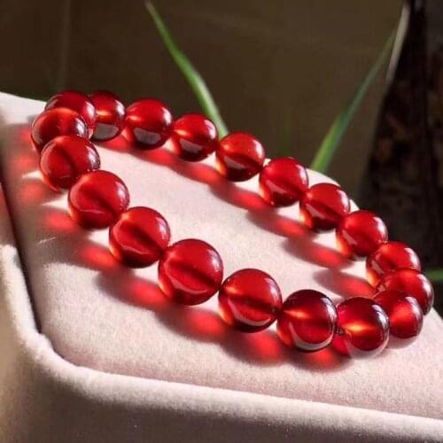 Natural Orange Red Garnet Gemstone Bracelets For Women Men 9mm Stretch Crystal Round Bead Bracelet