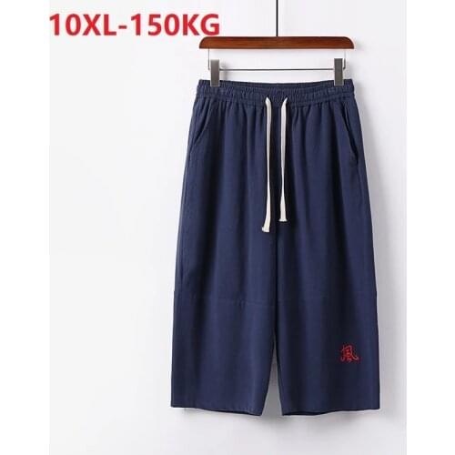 Summer men Pants thin cotton linen casual Chinese style trousers big size 8XL 9XL 10XL loose wide leg Comfortable straight Pant