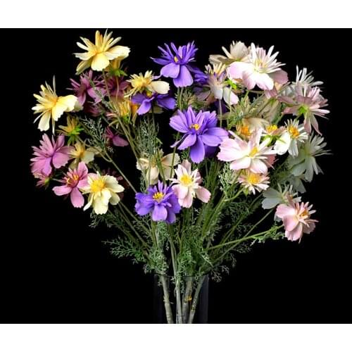 Lovegrace DIY Bouquet Artificial Flower Happiness Daisy Flower Arrangement 9 Heads Silk Daisy Home Table Party Wedding Decor