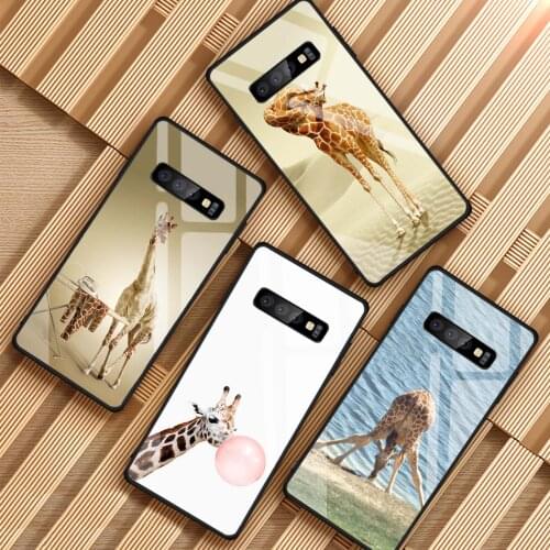 Giraffe Animal Tempered Glass Phone Case For Samsung Galaxy S8 S9 S10 S20 PLUS J6 J8 2018 NOTE 8 9 10 Cover Shell