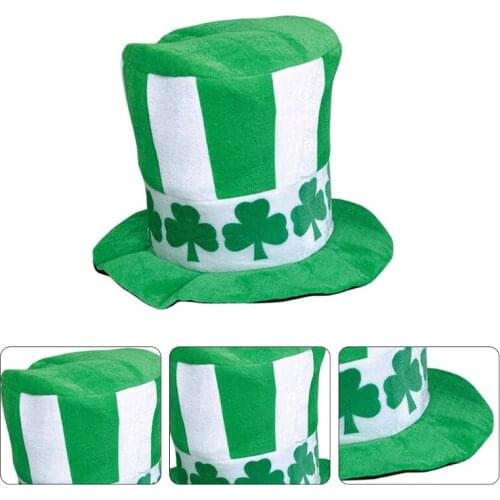 Saint Patricks Day Leprechaun Hat Green White Striped Shamrock Irish Velvet Ju18 21 Dropshipping