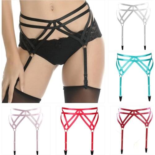 Red erotic clothing restraint harness stockings dance underwear ladies short tops stockings body bondage garter belt drawstring