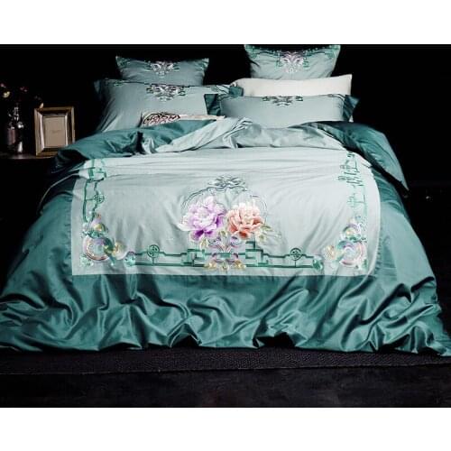 Egyptian Cotton Bedsheet set Quilt/Duvet cover Bed set Pillowcase Oriental Embroidery Luxury Bedding set Queen King size 4Pieces