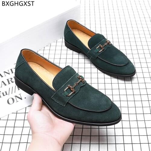 Brown Dress Shoes Mens Fashion Black Wedding Shoes for Men 2021 Black Man Penny Loafers Man Suede Shoes Men Chaussure De Homme