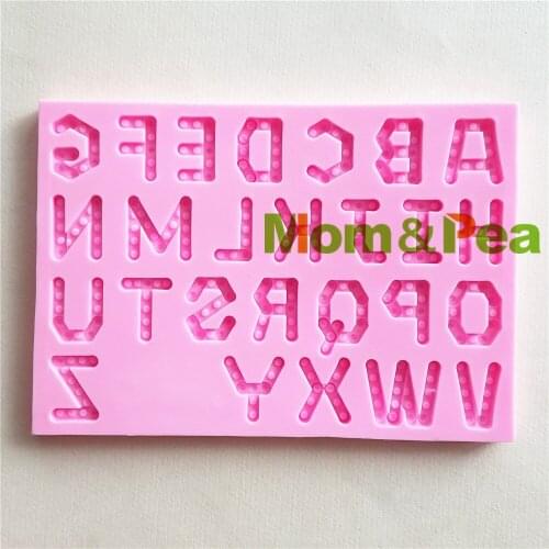 Mom&Pea 1406 Free Shipping Letters Silicone Mold Cake Decoration Fondant Cake 3D Mold Soap Mold Food Grade
