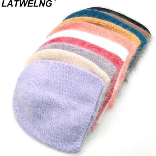 Fashion Soft rabbit knitted Hat For Women colorful Beanies Hats Elasticity Hedging Cap Winter Warm Hats Gfts Wholesale