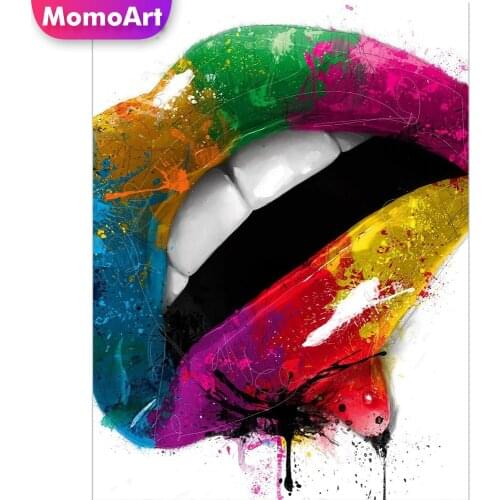MomoArt Diamond Mosaic Colorful Mouth Picture Rhinestone Diamond Embroidery Scenery Needlework Painting DIY 5D Handmade Hobby