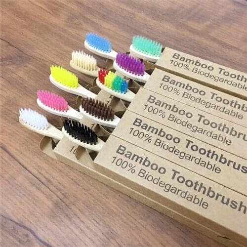 10-pack Natural Bamboo Toothbrush Eco-Friendly Wood Biodegradable Toothbrushes Soft travel Teeth brush case Oral Care Adults