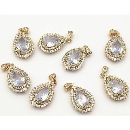 New Arrival! 30x15mm 20pcs Cubic Zirconia Copper Charm for Handmade Necklace Earring DIY Parts,Jewelry Findings & Components