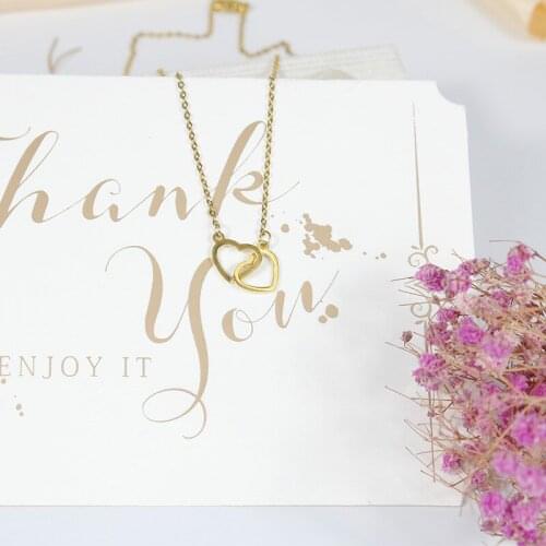 New Love Double Heart-shaped Connected Hollow Pendant Necklace Light Luxury Female Clavicle Chain Necklace Mothers Day Gift