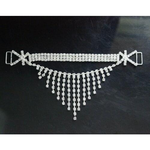 NEW Pendant Style! 10pcs Rhinestone Bikini Connectors/ Buckle Chain With Full Clear Crystal For Swimming Wear Bikini Decoration