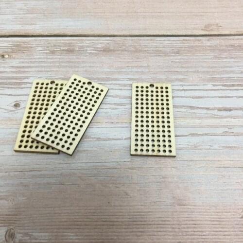 50 pcs laser cut Rectangle wood diy pendant cross stitch embroidery thread