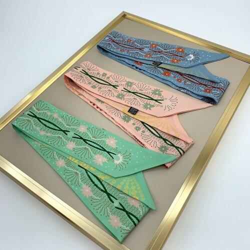 Spring and autumn new small daisy double ribbon hair band binding bag handle small scarf wholesale customization