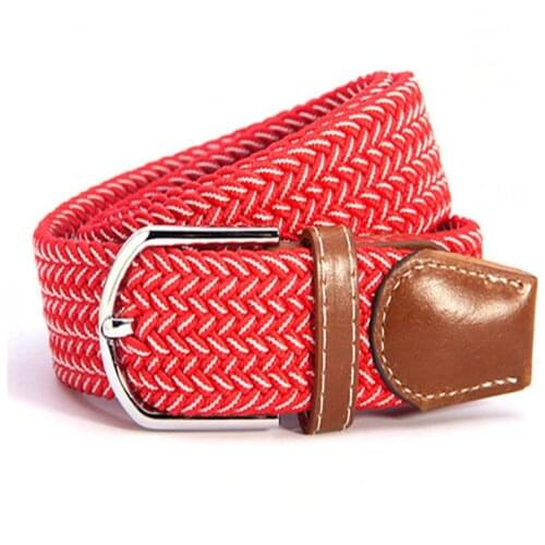 Leisure belts Mens elastic woven canvas belt The lady fastened her belt with a needle