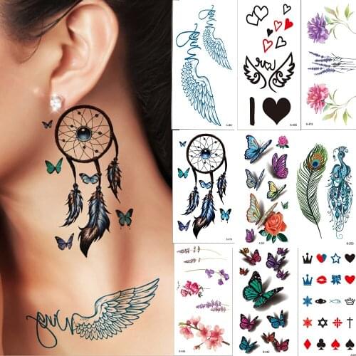 Mini Butterfly Temporary Waterproof Tattoos for Girls Cute 3D Transfer Tattoos Chest Bruises Body Stickers Fake Flower tatoos