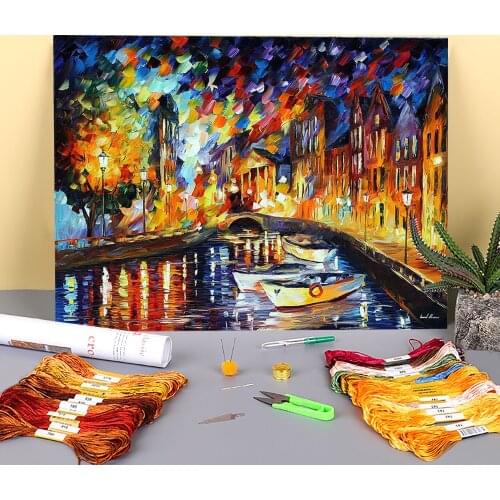 After The River Turns Printed Fabric 11CT Cross-Stitch Embroidery Patterns DMC Threads Needlework Sewing Handiwork Mulina