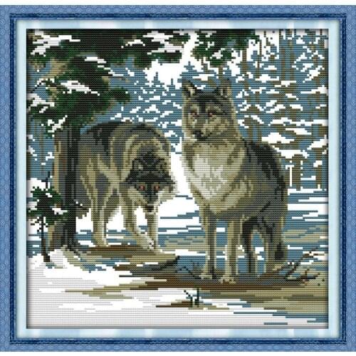 Wolf Counted Cross Stitch 11CT Printed Cotton 14CT Handmade Cross Stitch Set Animals Cross-stitch Kit Embroidery Needlework
