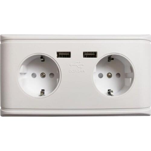 High Quality Multifunction 16A Wall Charger Adapter EU Plug Socket Power Outlet Panel Dual USB Port