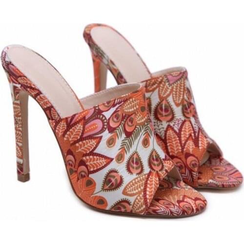 Womens Footwear 2021 Sexy Feather Design High Heels Soft Soles Comfortable Slip-Heeled Sandals Large Shoes