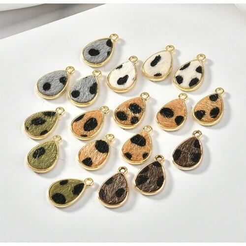 Winter water drop alloy leopard print double-sided cloth hanging pendant diy earrings and accessories material accessories