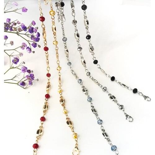 ZV Fashion Rhinestone Mask Hanging Chain Women Girl Gift Face Cover Color Necklace Sunglasses Trendy Color Crystal Mask Chain