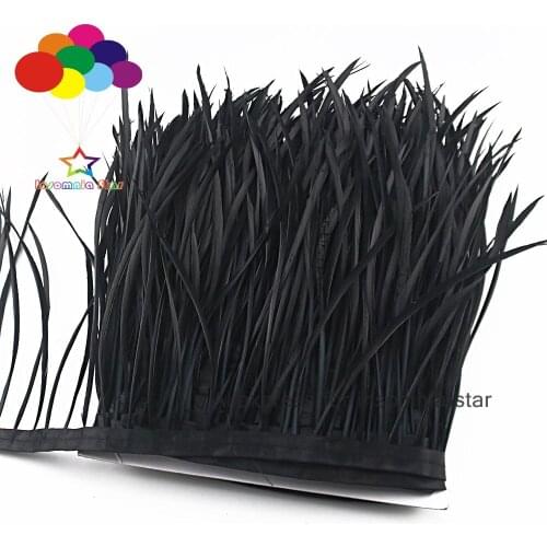 1/5/10 meter Top Quality 15-20 cm Dyed Black Stripped Goose Boits Feathers Trim Costume Decoration