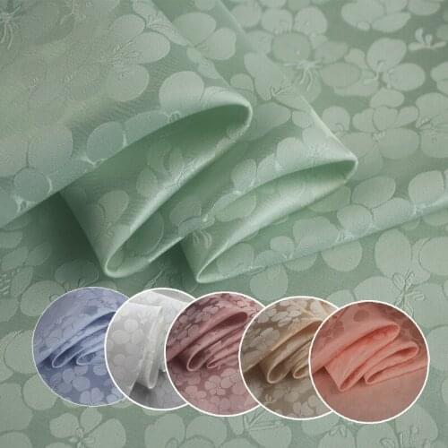 1Meter Silk Cotton Jacquard Fabric Silk Crepe Sampo Satin Peach Material Sew For Dress Clothes 20Momme 114CM Width Blue Green